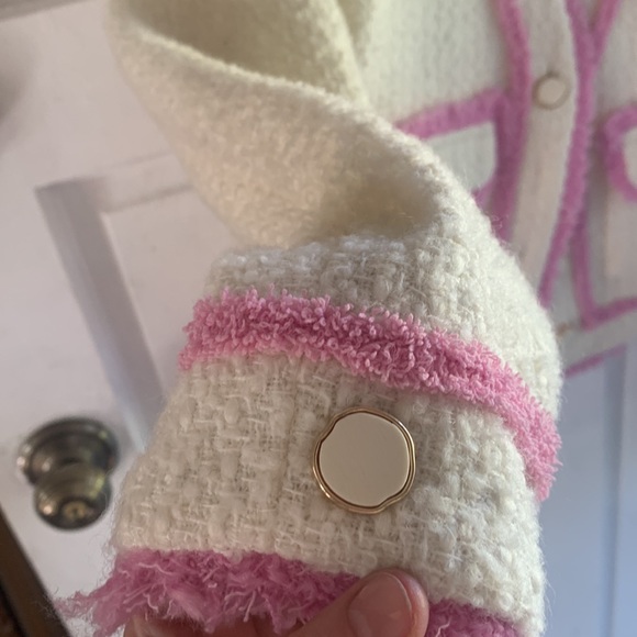 AQUA tweed white and pink blazer - Picture 3 of 3